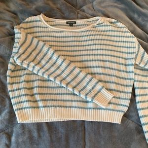 blue striped cropped sweater